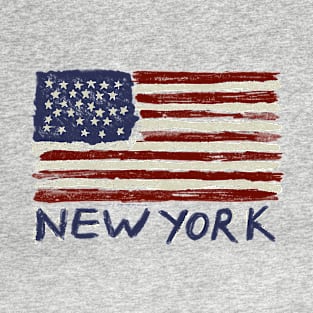 New York Painted Flag Souvenir Tee T-Shirt